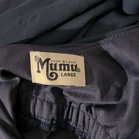 Show Me Your Mumu Caitlin Ruffle Maxi Dress Navy Blue Women’s Size Large - Picture 5 of 12